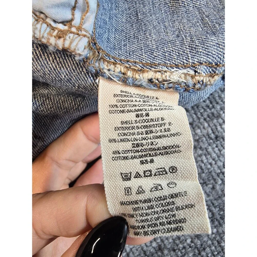 Free People Denim Mini Skirt Womens 6 Blue Lace Inset Boho Festival